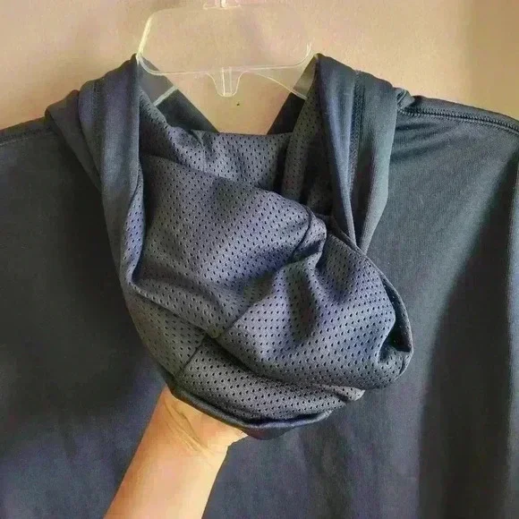 Nike Mens Medium Therma Fit Knockout Hoodie Sweatshirt Dark Blue /Neon Yellow - Picture 8 of 11